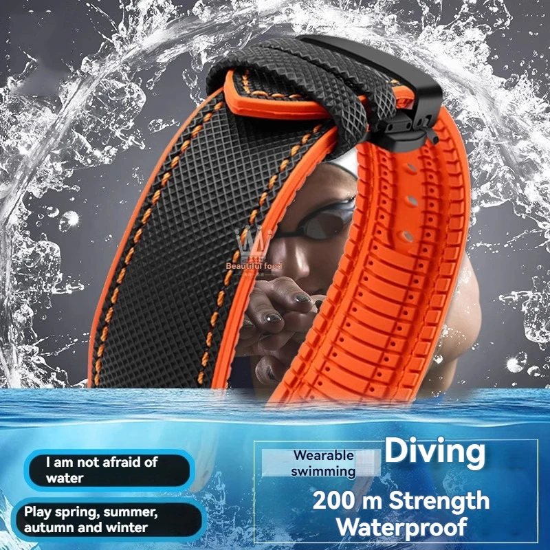 For ZENISH Pilot series 29.2430 Bronze Big Fly Nylon Rubber Bottom watch strap 20 22 23mm Men Waterproof blue orange black Strap