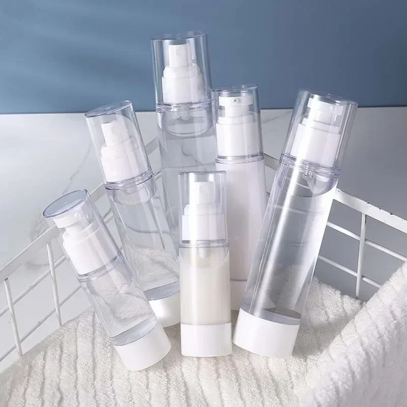 15ml 30ml 50ml 80ml 100ml Clear Airless Cosmetic Cream Pump Bottle Travel Size Dispenser Makeup Container for Cream Gel Lotion