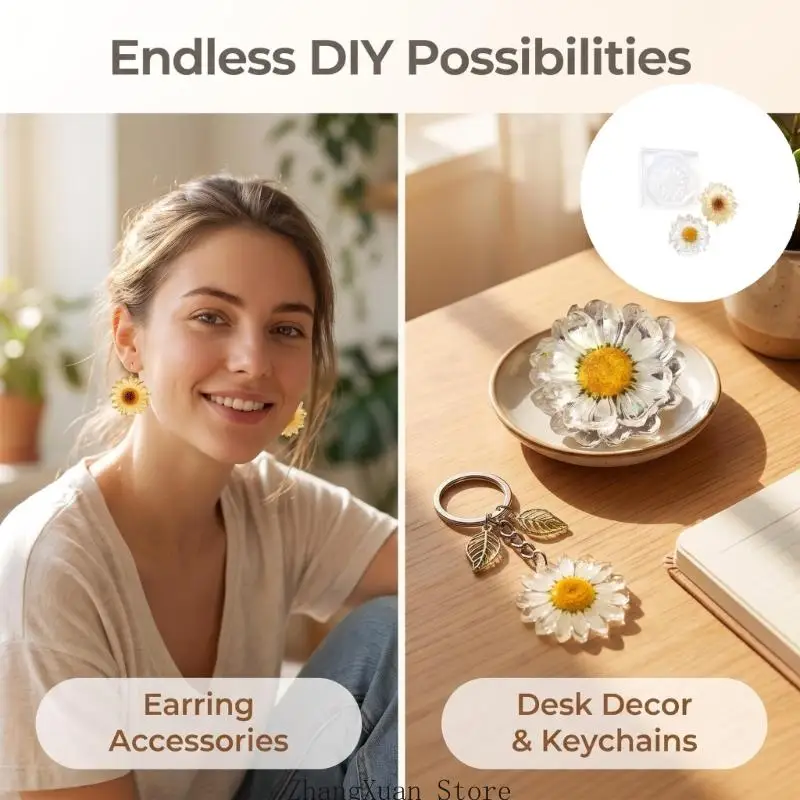 Blumenförmiges Seifenherstellungswerkzeug für DIY-Handwerk, Gänseblümchen-Kerzengießwerkzeug mit Blütenblattstruktur zum – Detail 10