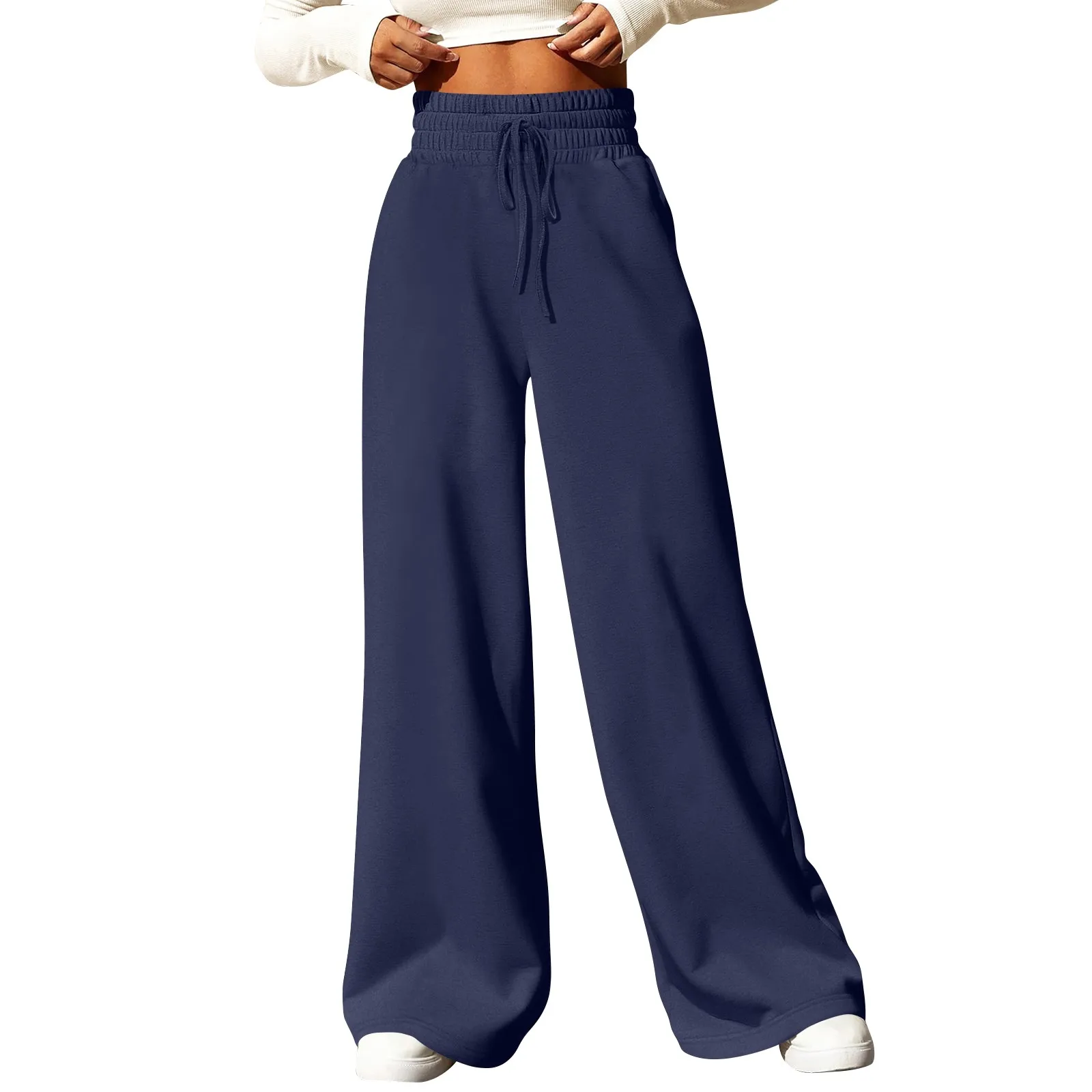 Womens Wide Leg Sweatpants Casual Loose Solid Color Pants Comfy  Joggers Baggy Sweatpants Pockets Pants for Women Women’s Pants