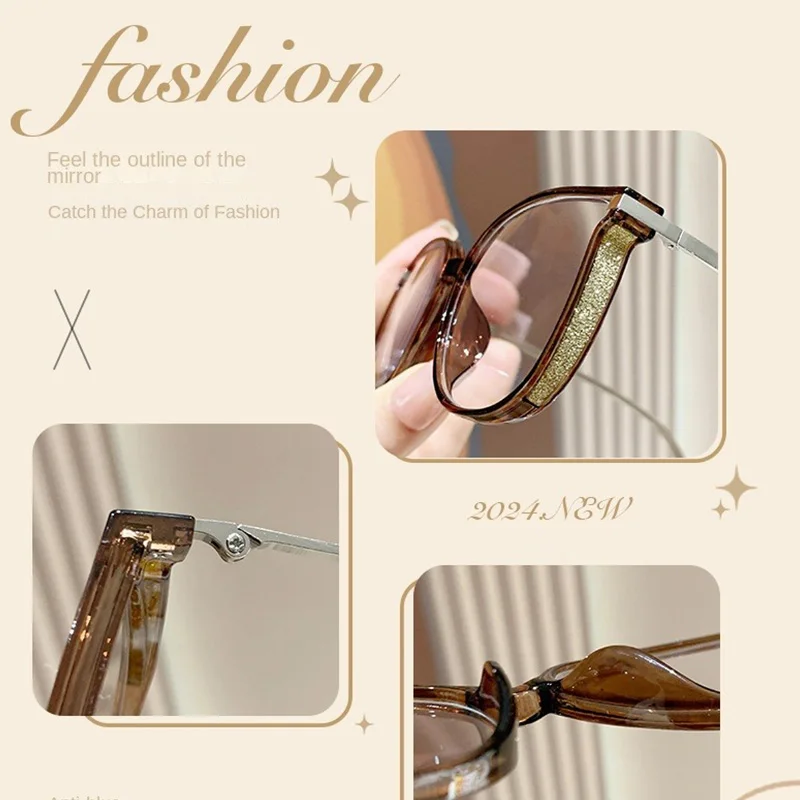 3 قطع نظارات قراءة كبيرة عصرية للنساء مع إطار لامع نظارات شفافة مكبرة بالإضافة إلى النظارات