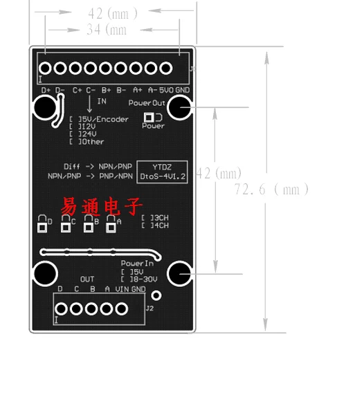 Differential to single ended electrode high-speed optocoupler isolated encoder conversion NPN PNP interconversion 4-channel