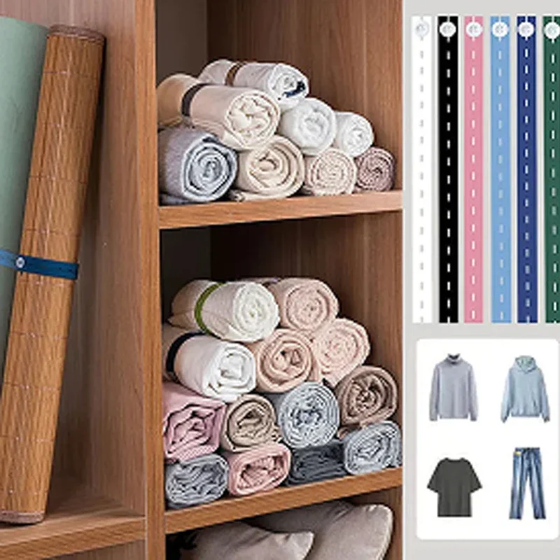 50/20/10Pcs Bed Sheet Organizer Bands Elastic Band, Roll-up Adjustable Clothing Storage Strap with Button, Luggage Space Saver