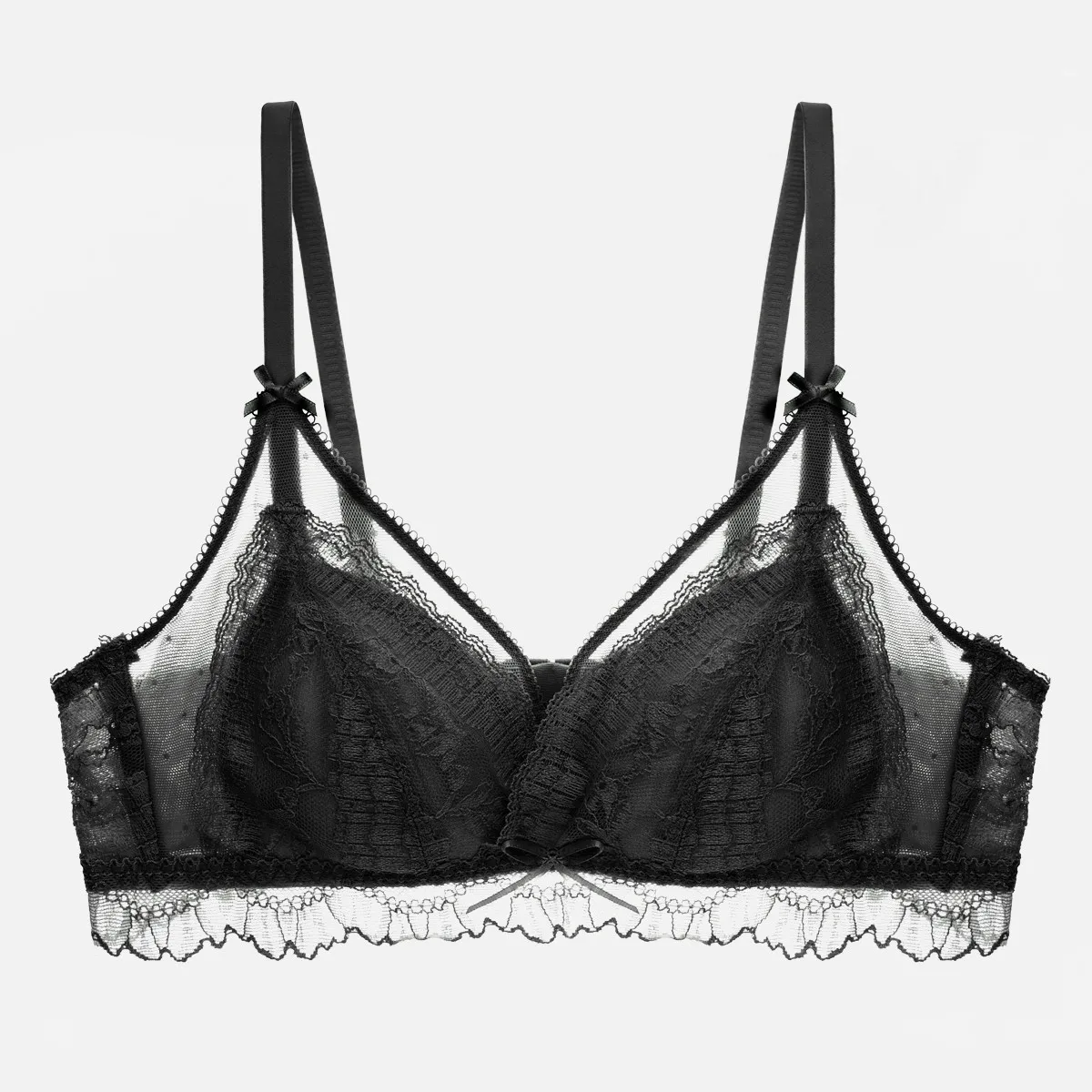 Women's Thin Sexy Bra Lace Underwear Push Up Lingerie Breathable Comfortable Wireless Tops 3/4 Cup