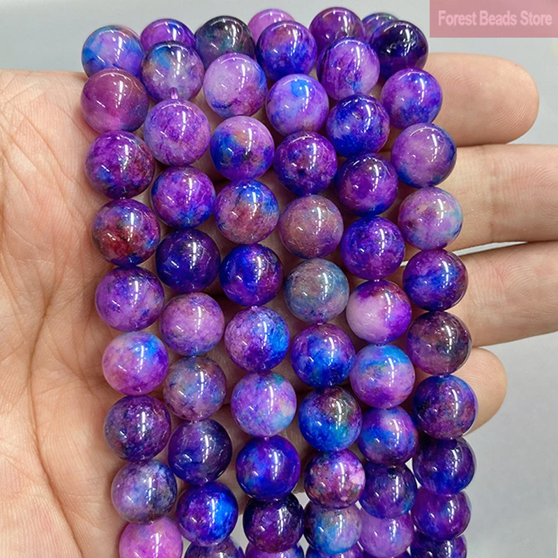 Naturalne gwiaździste niebo Sugilite okrągłe luźne koraliki Diy akcesoria do bransoletek na materiały do ​​wyrobu biżuterii 15 "nić 6/8/10/12mm