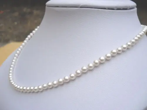 

Amazing AAA+3-4 mm Natural Akoya White Round Pearl Necklace in 14k Platinum