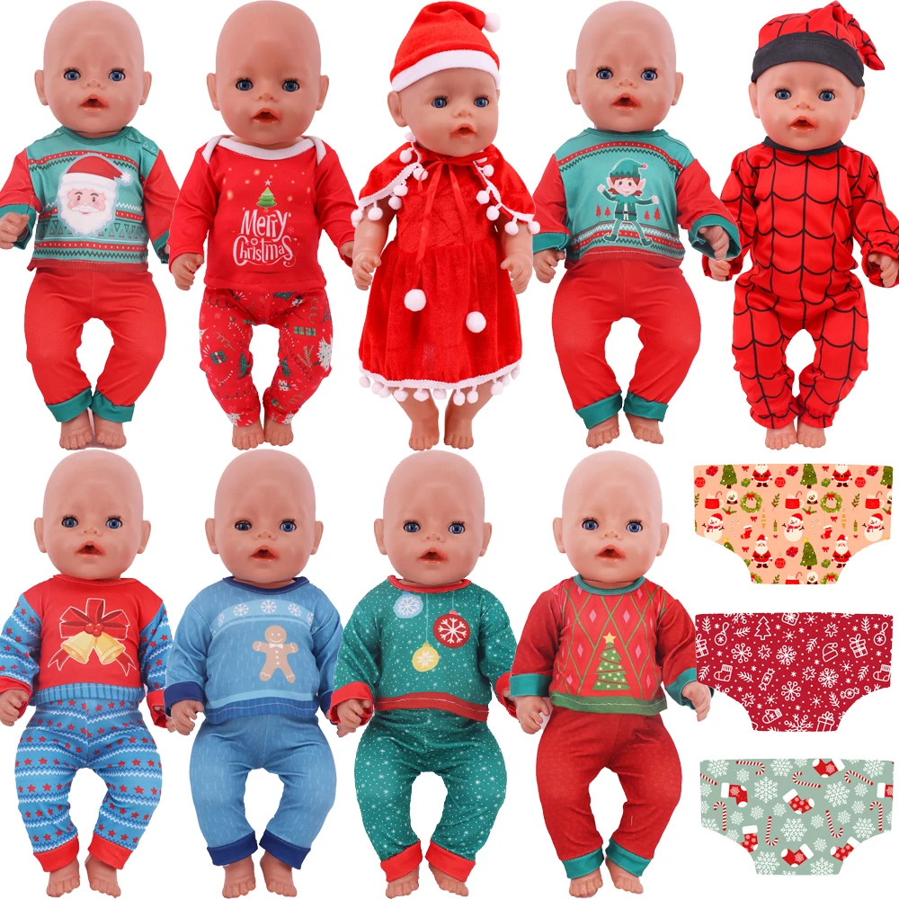 Doll Clothes Pajamas Underpants For 43cm Baby New Born&18inch American Doll Accessories Christmas Set,Our Generation Diapers Toy