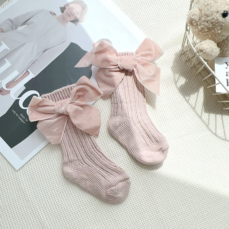 Autumn Baby Infant Socks Thick Knitted Girls Ankle Socks Big Bows Warm Cotton Children Socks Toddlers Boot Socks 0-5Years