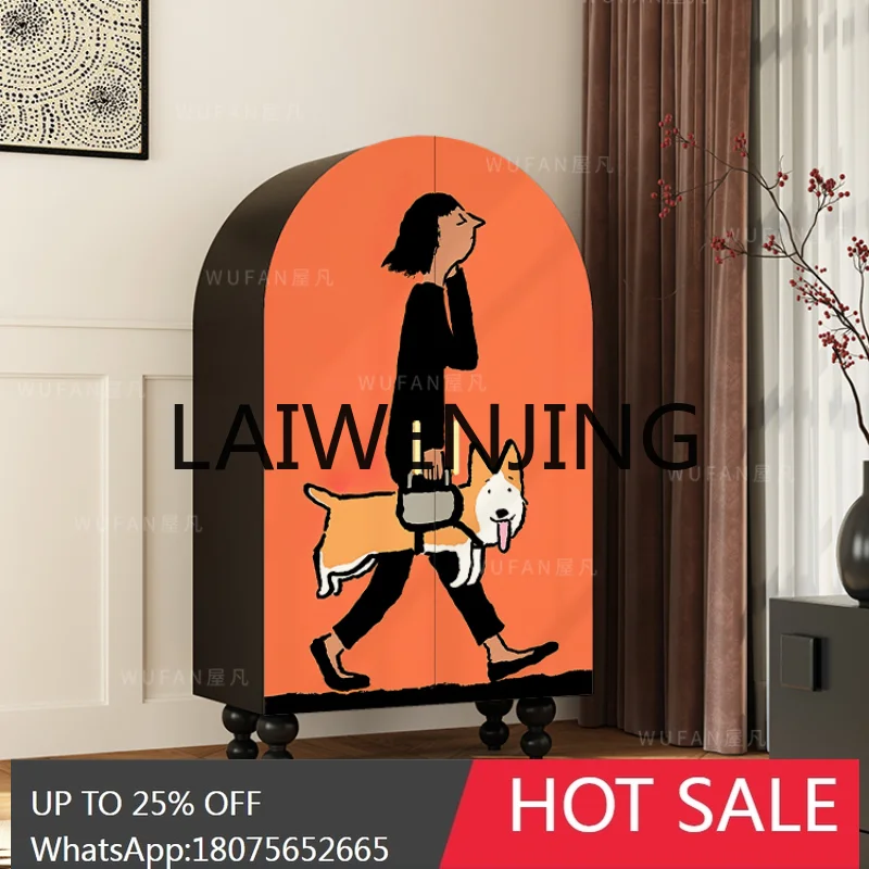 

Simple Bedroom Wardrobe Cream Style Door Solid Wood Double-Door Storage Living Room Floor Curio Cabinet