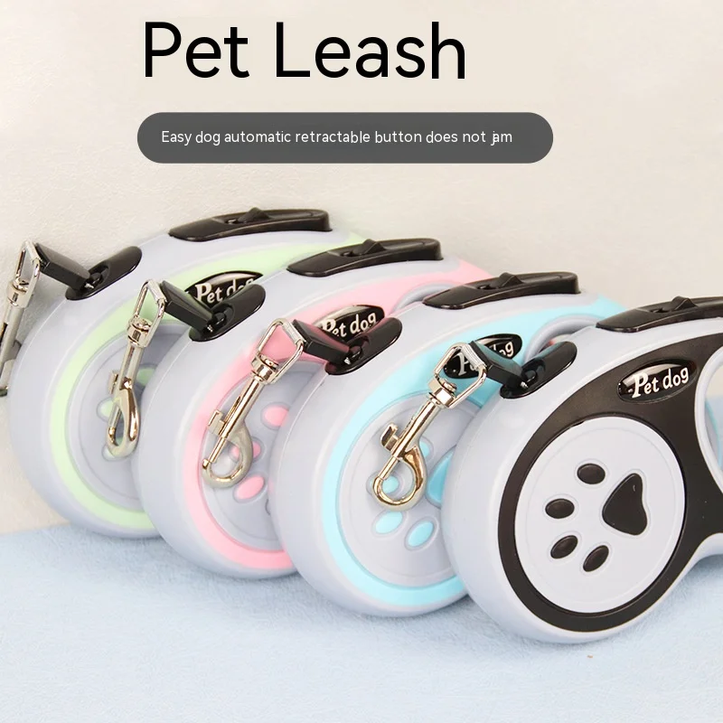 Dog Walking Leash 3M 5M One-Touch Braking Telescopic Traction Rope ABS Material Out Walking the Dog Leash