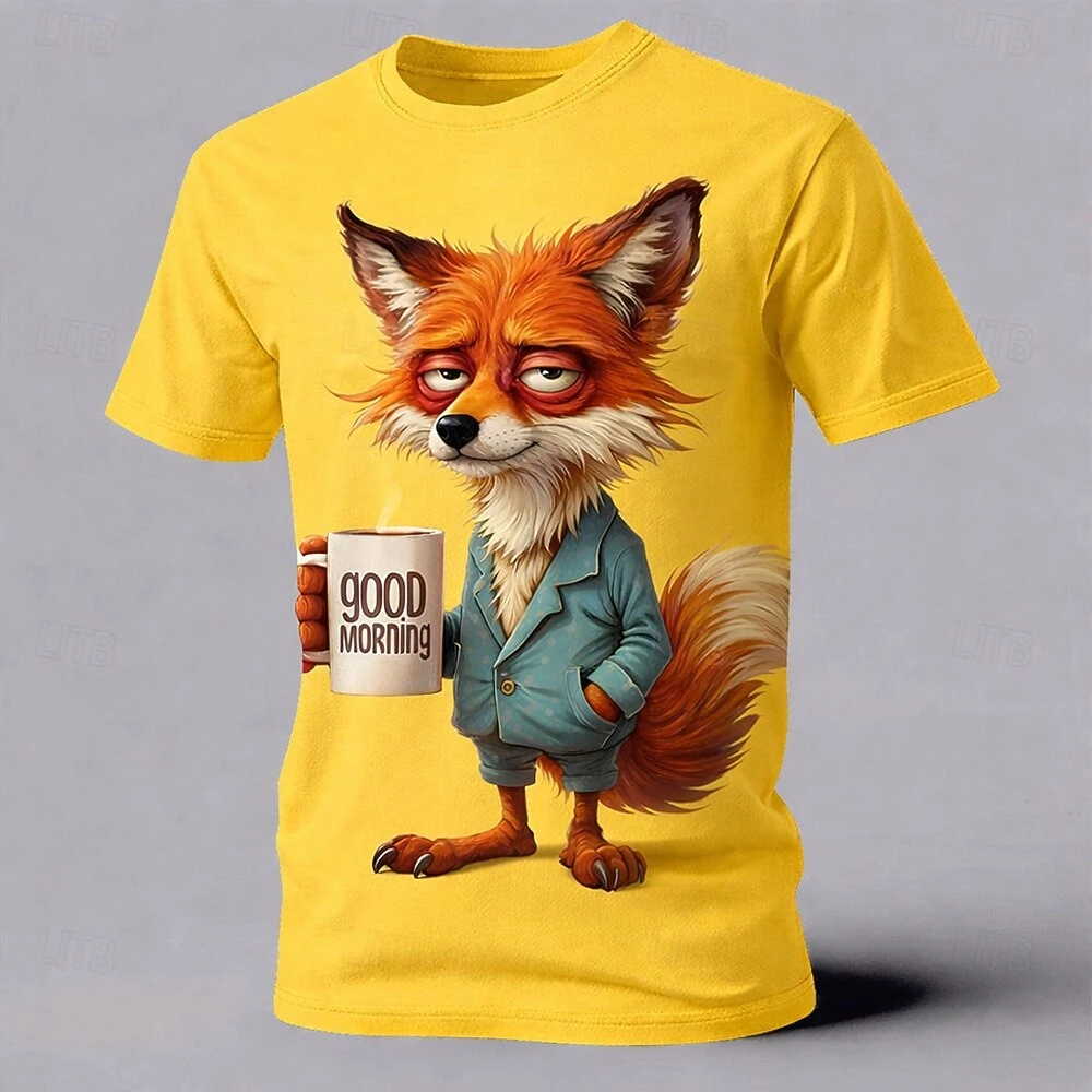 Cartoon Animal 3D Printed Men's T-Shirts Funny Dog Pattern Street Short Sleeve Tee Summer Casual O-neck Loose Top Men's Clothing