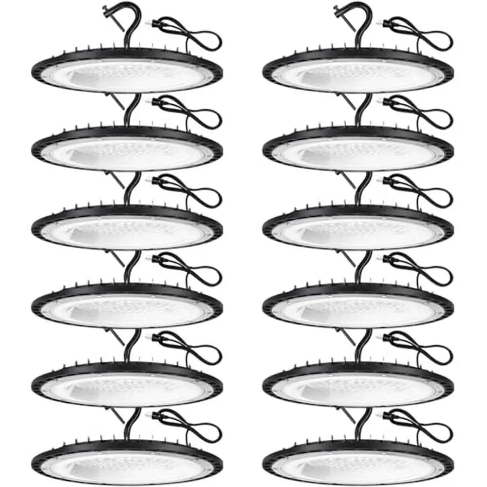 

100W UFO LED High Bay Light Fixture Daylight Commercial Shop Lighting 120V 15000LM IP66 Waterproof Easy Installation US Plug 12
