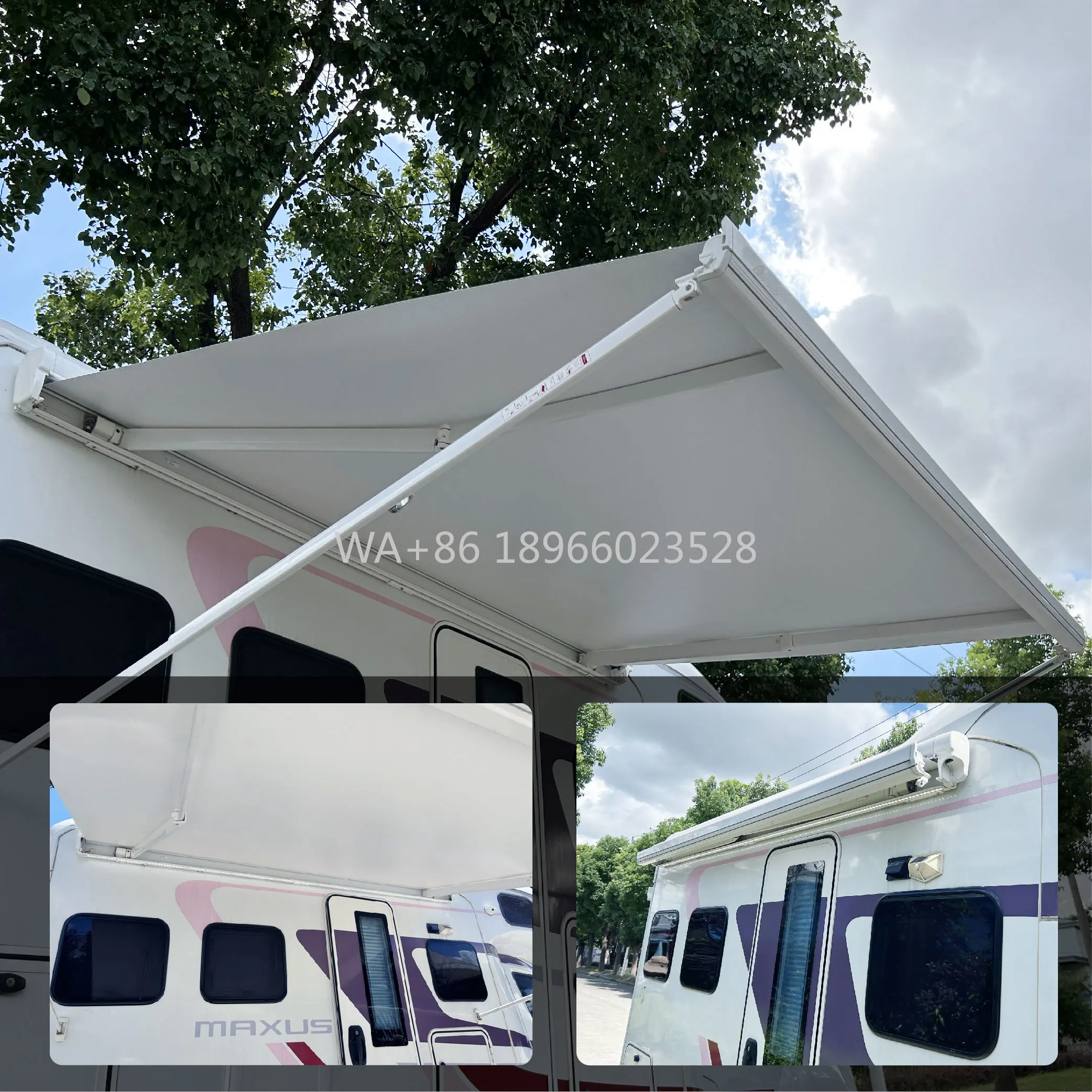 

Cassette Awning With White Frame Side Mounted Awning for Camper Van 5500 Motor Control 2.5m