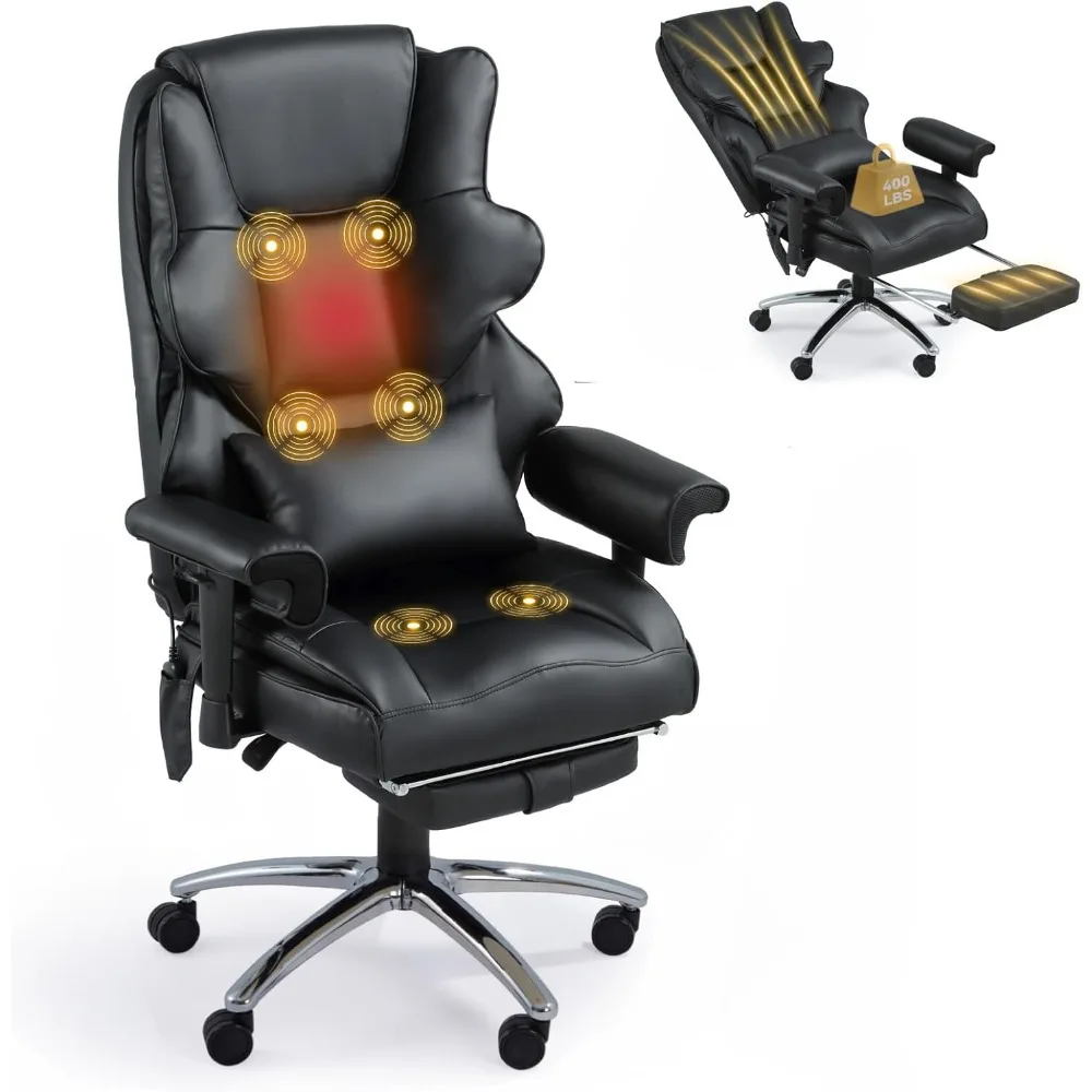 

Office Chair, 6-Point Vibrate Massage Office Chair with Heating Function, High Back PU Leather & Ergonomic Lumbar Supp