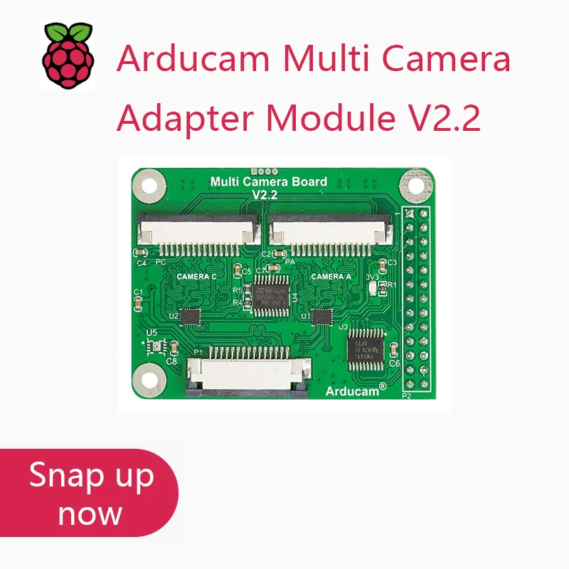 Arducam Multi Camera Adapter Module V2.2 for Raspberry Pi 4 B, 3B+, Pi 3, Pi 2, Model A/B/B+, Work with 5MP OV5647 / 8MP IMX219