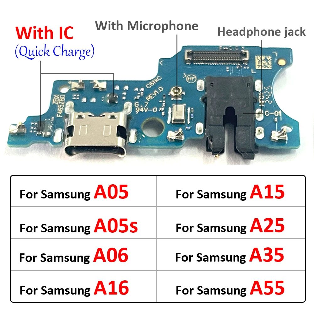 

USB Charging Port Mic Microphone Dock Connector Board Flex Cable For Samsung A05 A05s A15 A25 A35 A55 A06 A16 4G 5G