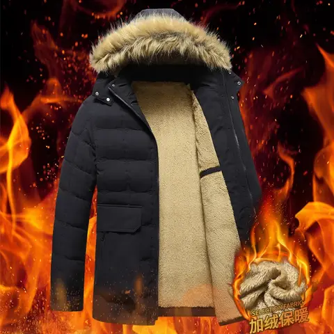 남성용 따뜻한 두꺼운 플리스 코튼 패딩 재킷, 방수 후드 모피 칼라 파카 코트, 야외 파카, 2024 겨울, 8XL, 신상 Best5
