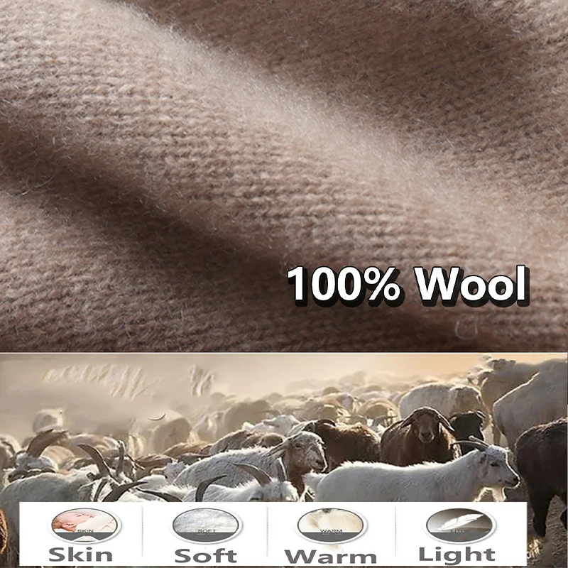 100%Wool Soft Warm Ring Scarf Women Winter Luxury Cashmere Neckerchief Headband Multi-functional Face Towel Hairband Fake Collar