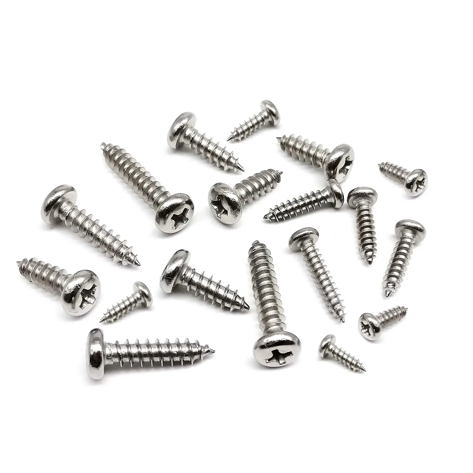 1 Box M1.2 M1.4 M1.7 M2 M3 M4 Cross Phillips Round Pan Head Self Tapping Wood Screw Set Kit A2 304 Stainless Steel GB845