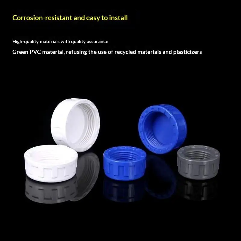 5pcs PVC Threaded Cap Round Female Thread Hose Connector With Rubber Seals Kit 20mm/25mm/32mm Pipe Ends Blanking Plug