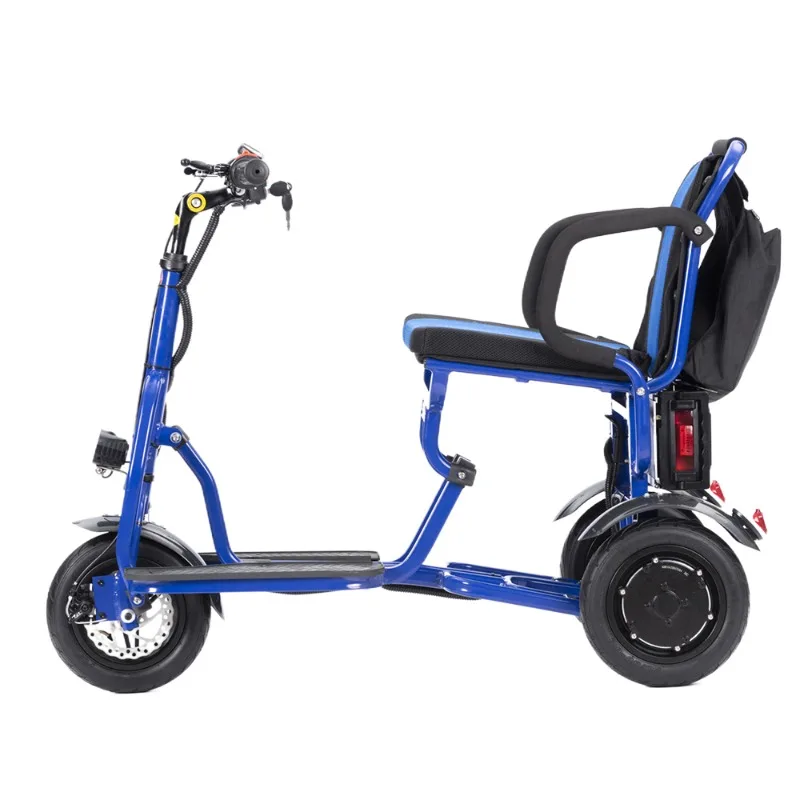 

Blue 3 Wheels Elderly Disabled Electric Mobility Scooter Lightweight Foldable with Storage Bag