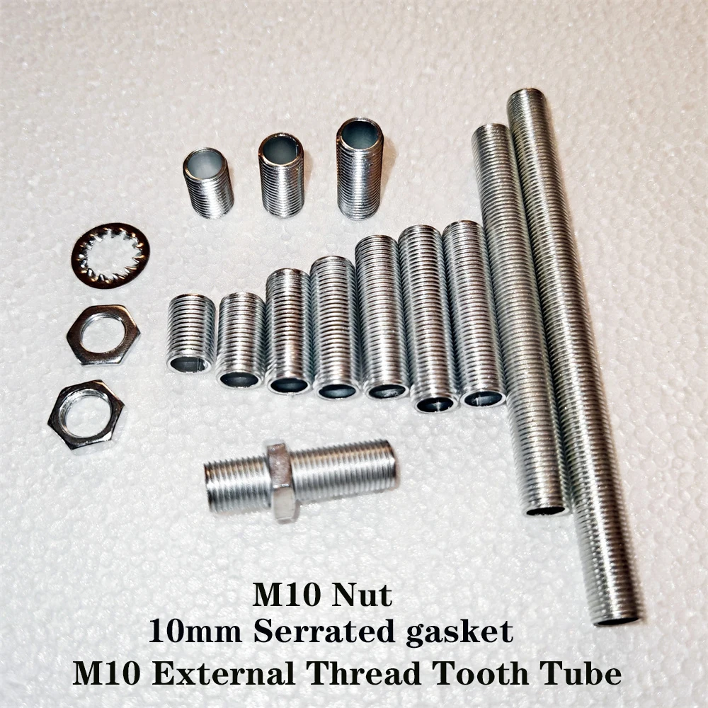 Lamp Tooth Tube Metal M10 Hollow Threaded Tube Galvanized Led Lamp Head Link Fixed Base Support Rod Lighting Accessories Screws