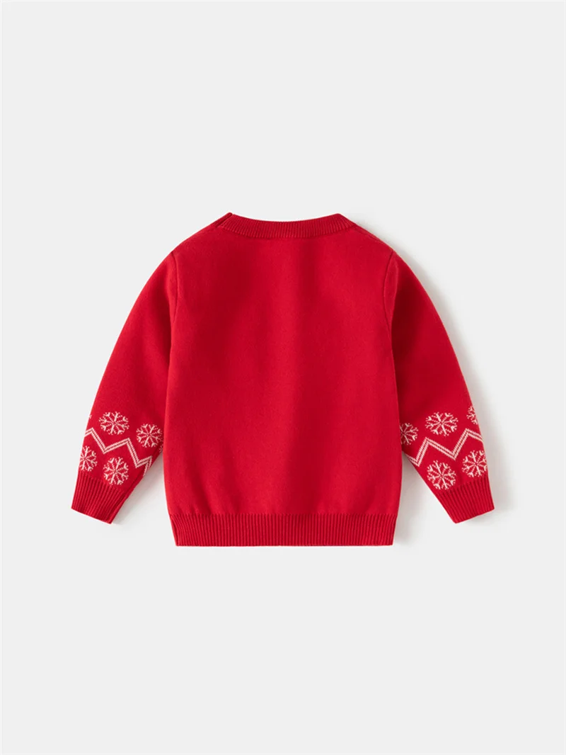 Girls Christmas Knitted Sweaters Autumn Winter Kids Warm Pullovers Xmas Print Knitwear Tops Children Clothes 2-8 Years