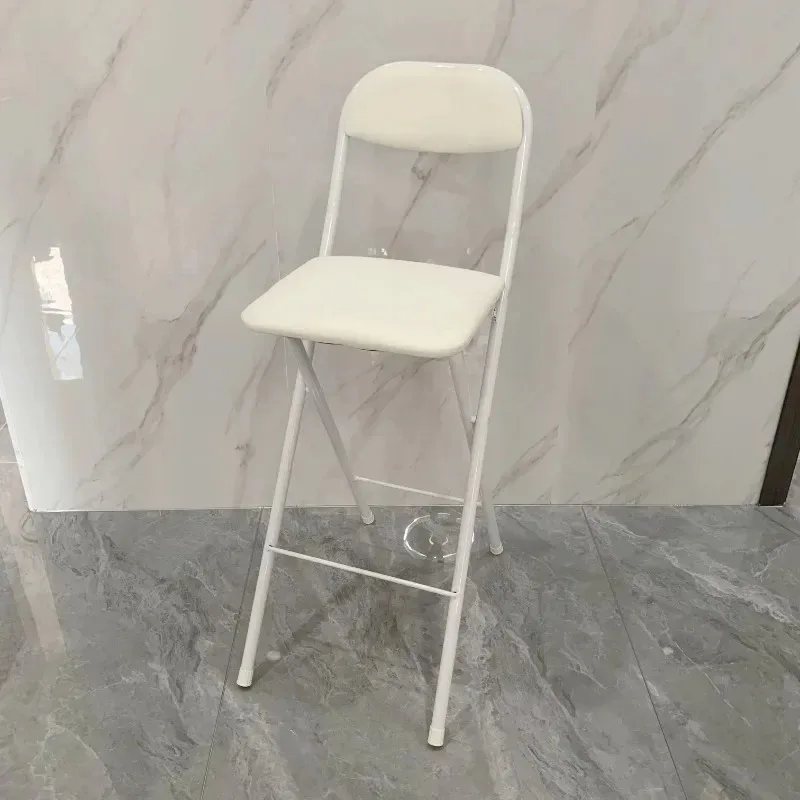 Folding Bar Stools with Back Tall Leather Padded Counter Height Foldable Chairs for Kitchen or Bar Compact Bar Seating