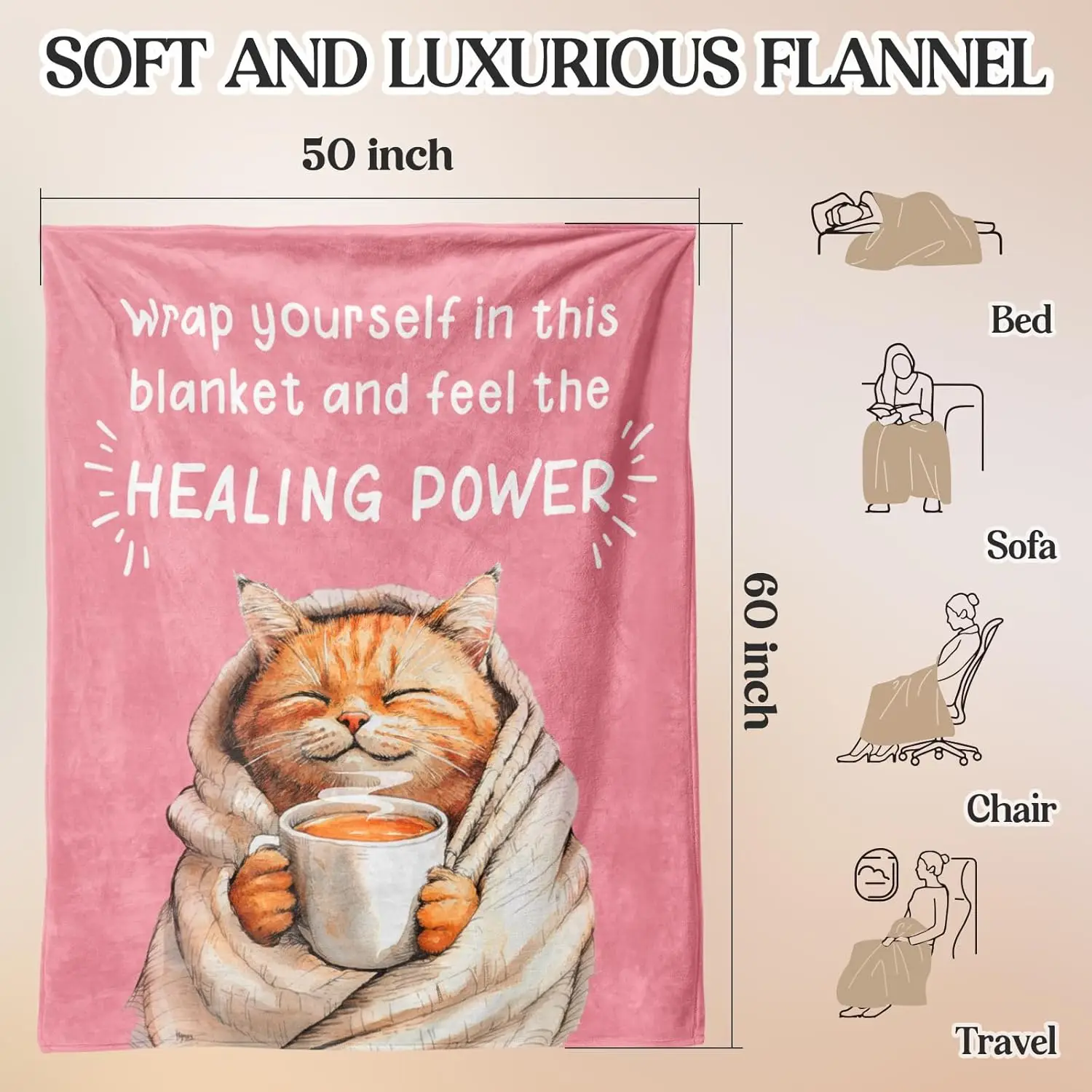 احصل على هدايا جيدة للنساء والرجال بعد الجراحة، احصل على هدايا جيدة قريبًا - بطانية، تشعر بالهدايا بشكل أفضل للنساء