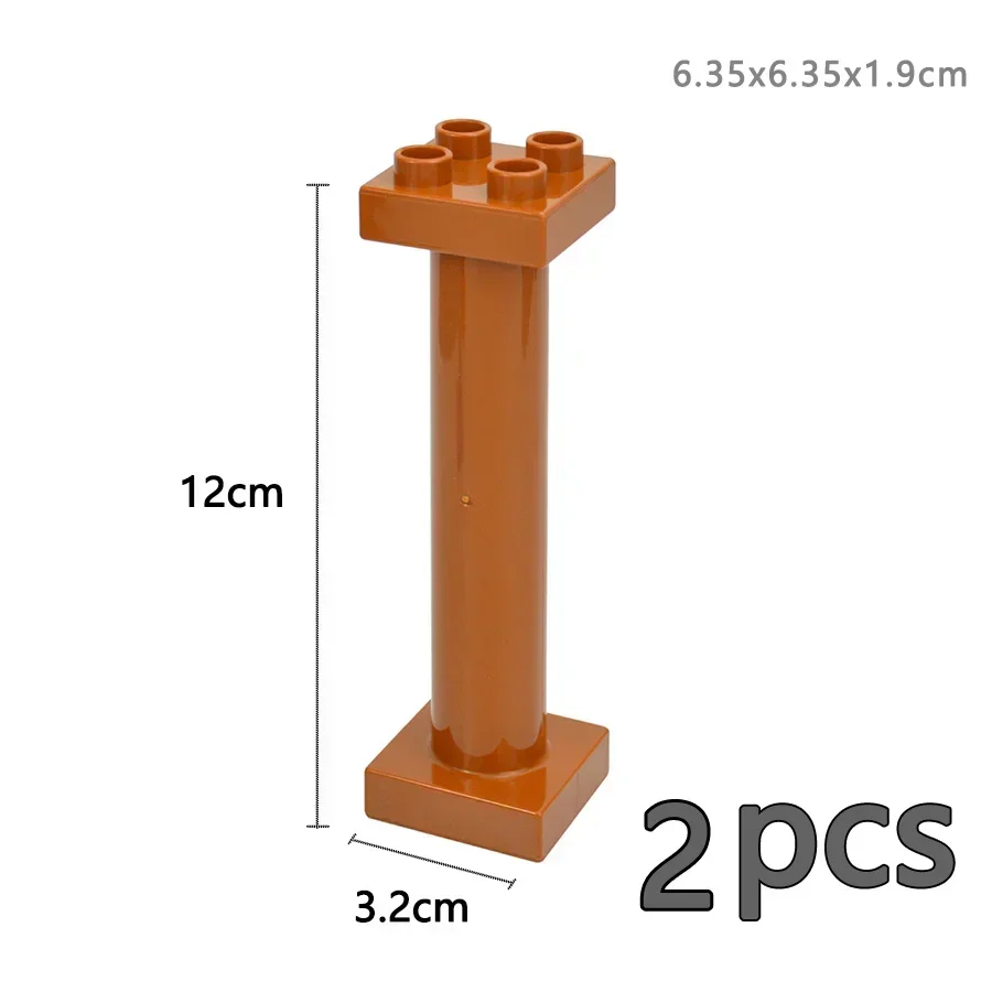 Big Size Cylinder Bracket Large Particle Round Pillar House Assemble Building Block Compatible Duploe Educaitonal Brick For Kids