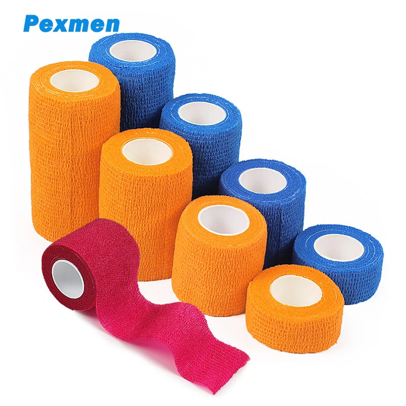 Pexmen 450cm Self Adhesive Bandage Wrap Breathable Adherent Vet Tape for First Aid Sports Injury Foot Hands Body Sprains & Pets