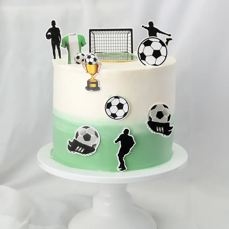 1set New Football Happy Birthday Cake Topper Cartoon football theme DIY Kids Birthday  Party Cake Toppers Decoration Baby Shower