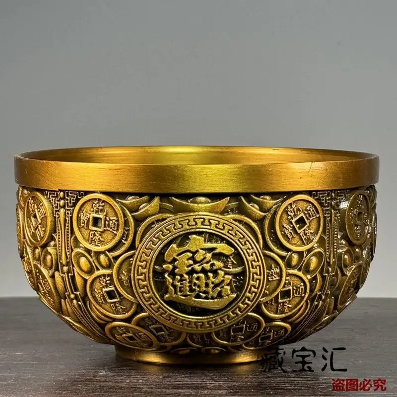 

Большая чаша для денег Qianlong Tongbao династии Цин, латунная чаша для сокровищ, большая медная чаша, привлекающая богатство, сокровище, ежедневное увеличение D