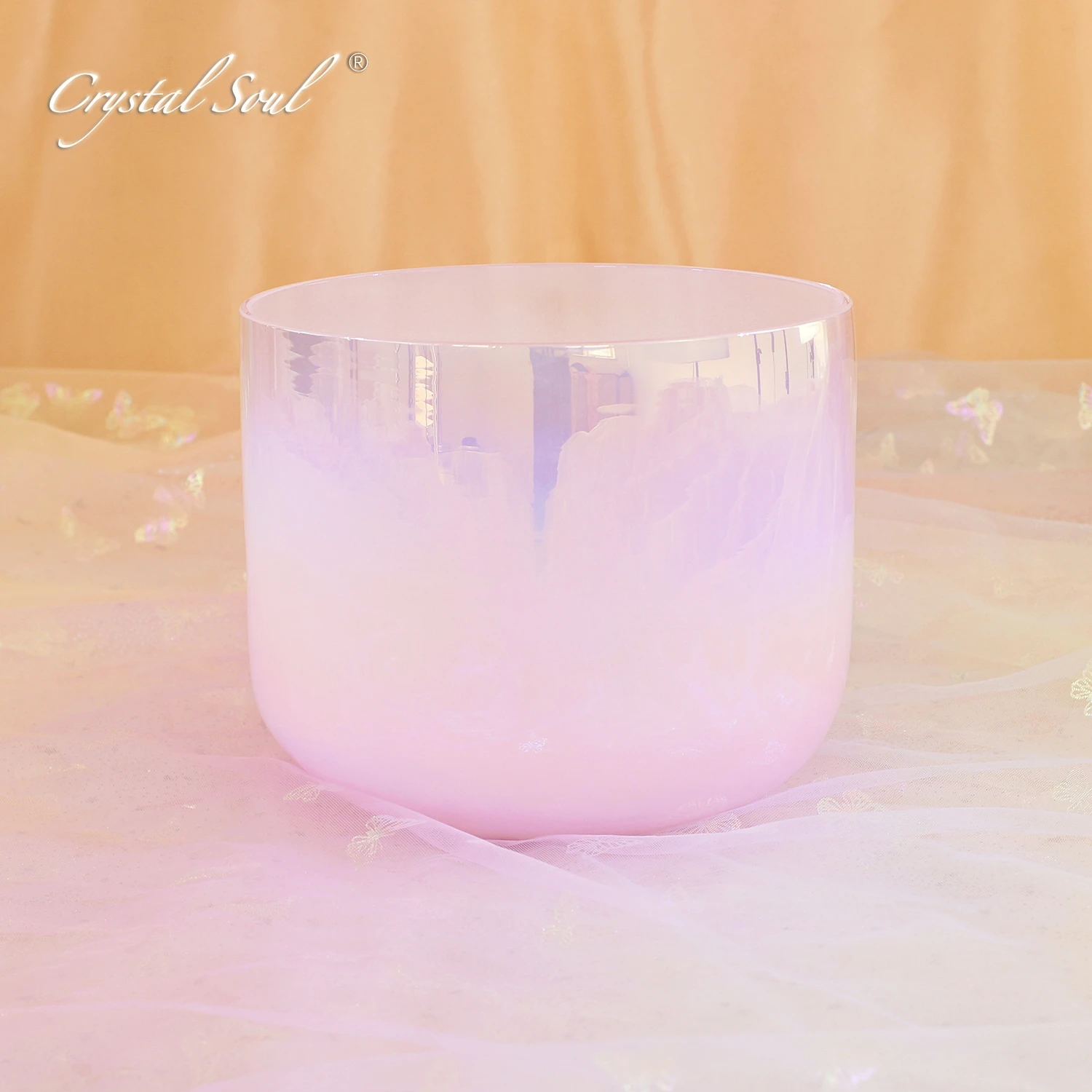 

432Hz CrystalSoul Pink Crystal singing sound bowl with accessories