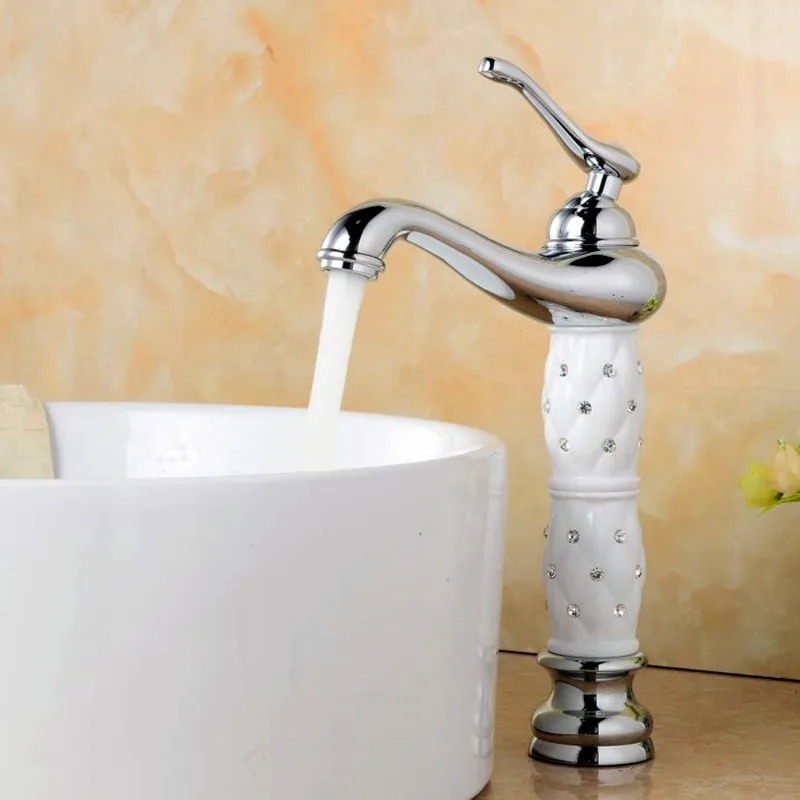 

Basin Faucet Gold and White Bathroom Faucet Brass Sink Faucet Bathroom Basin Faucet Mixer Tap Hot and Cold Sink faucet