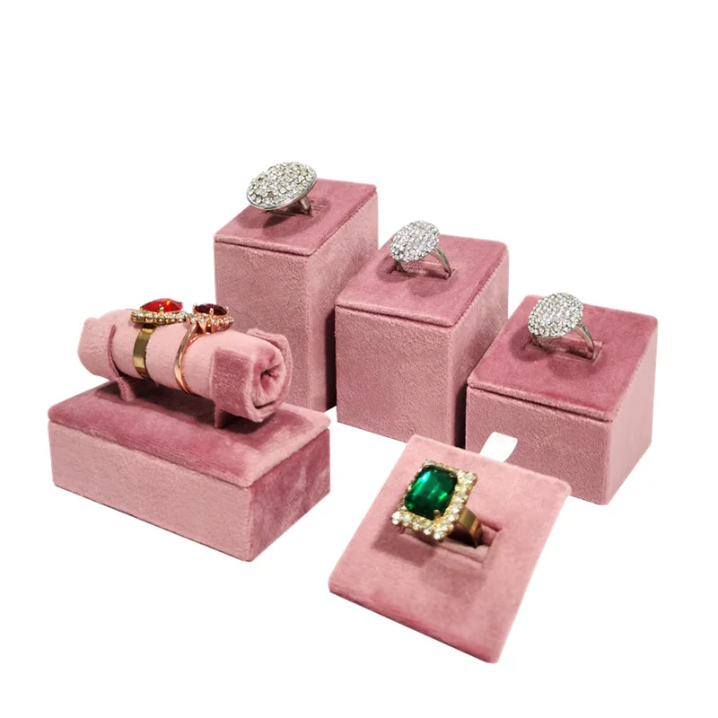 الوردي هولاند المخملية حلقة حامل حلقة أقراط الإسورة سوار تخزين الرف تخزين المجوهرات عرض موقف المنظم للمتجر