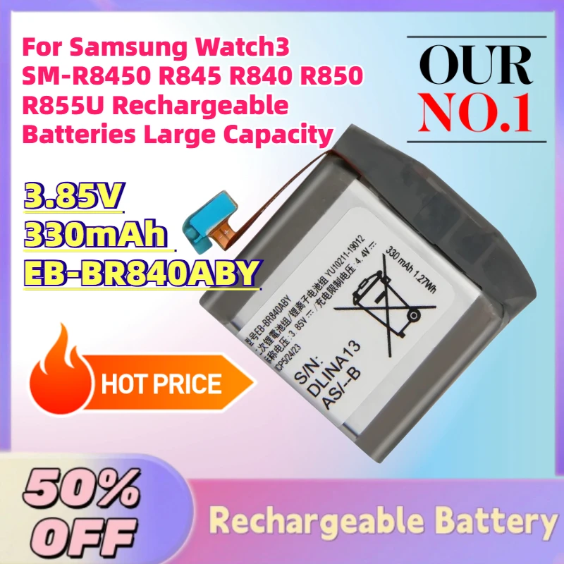 

Upgrade EB-BR840ABY 330mAh 3.85V Battery for Samsung Watch3 SM-R8450 R845 R840 R850 R855U Rechargeable Batteries Large Capacity