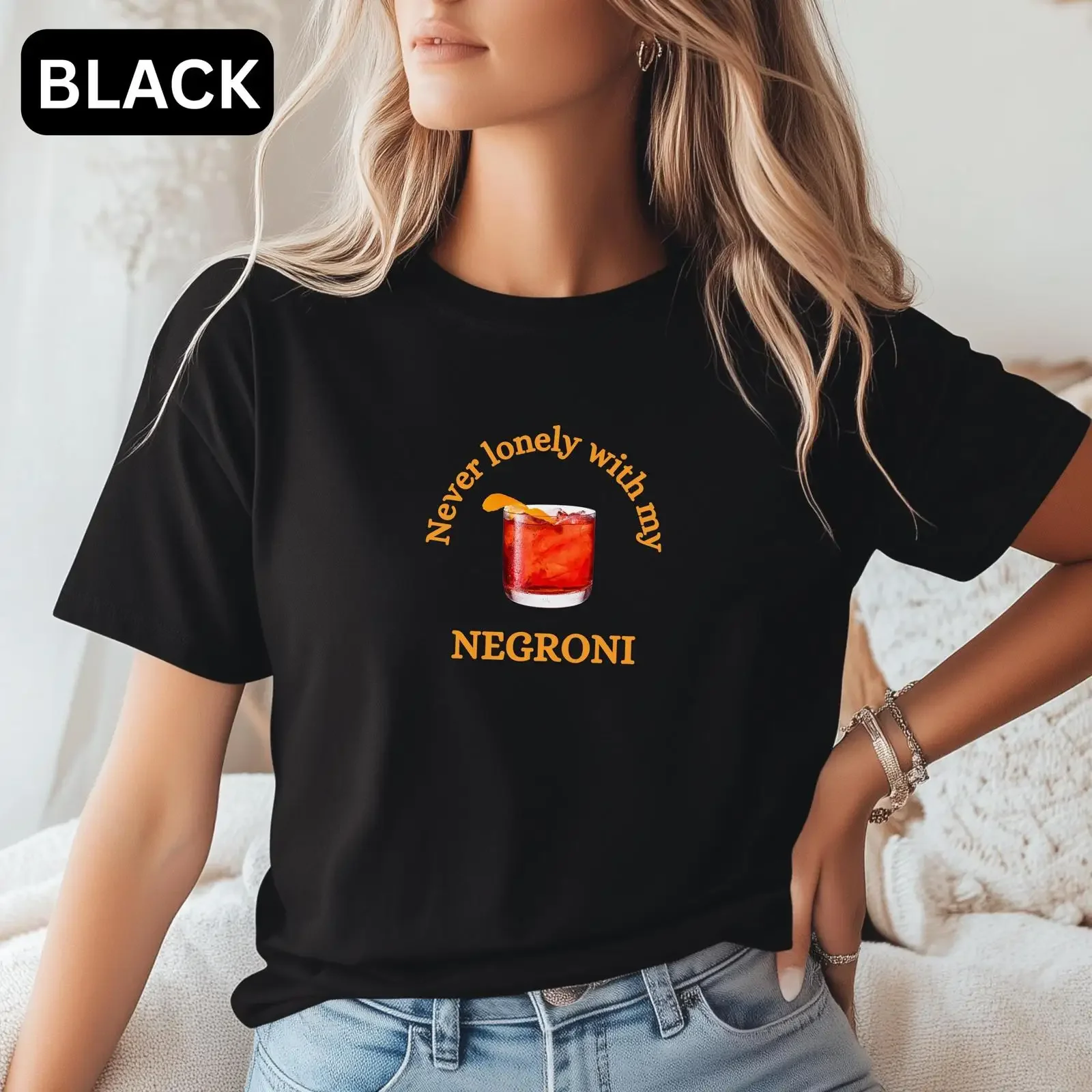 Negroni T Shirt Funny Cocktail Casual Summer Drink Unique for Enthusiasts vintage Washed Unisex graphic designer clothes