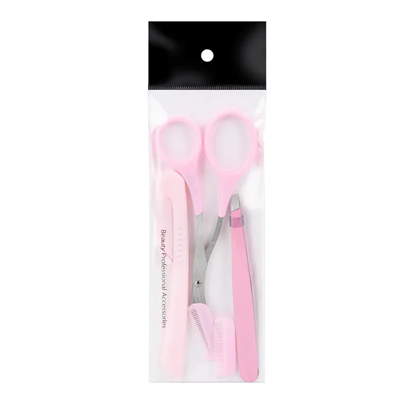3pcs Foldable Stainless Steel Eyebrow Trimmer Kit Eyebrow Scissors Comb Eye Brow Shaper Face Razor Hair Remover Makeup Tools