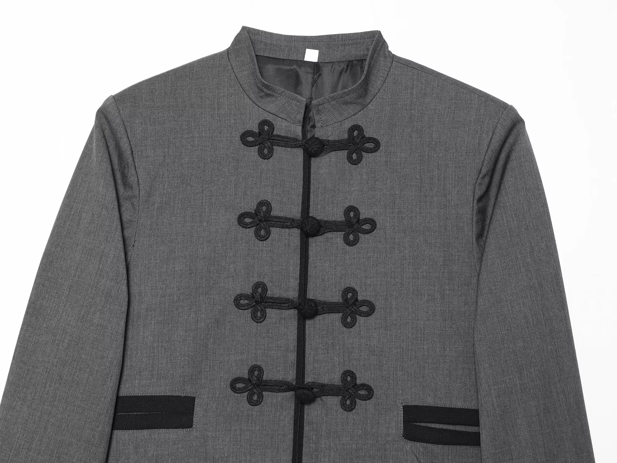 TFMLN Damen Freizeitjacke mit Knopfverzierung, schmal geschnitten, lange Ärmel, Stehkragen, kurze Jacken, Vintage 2026 Frühling Sommer Damen Oberbekleidung – Detail 4