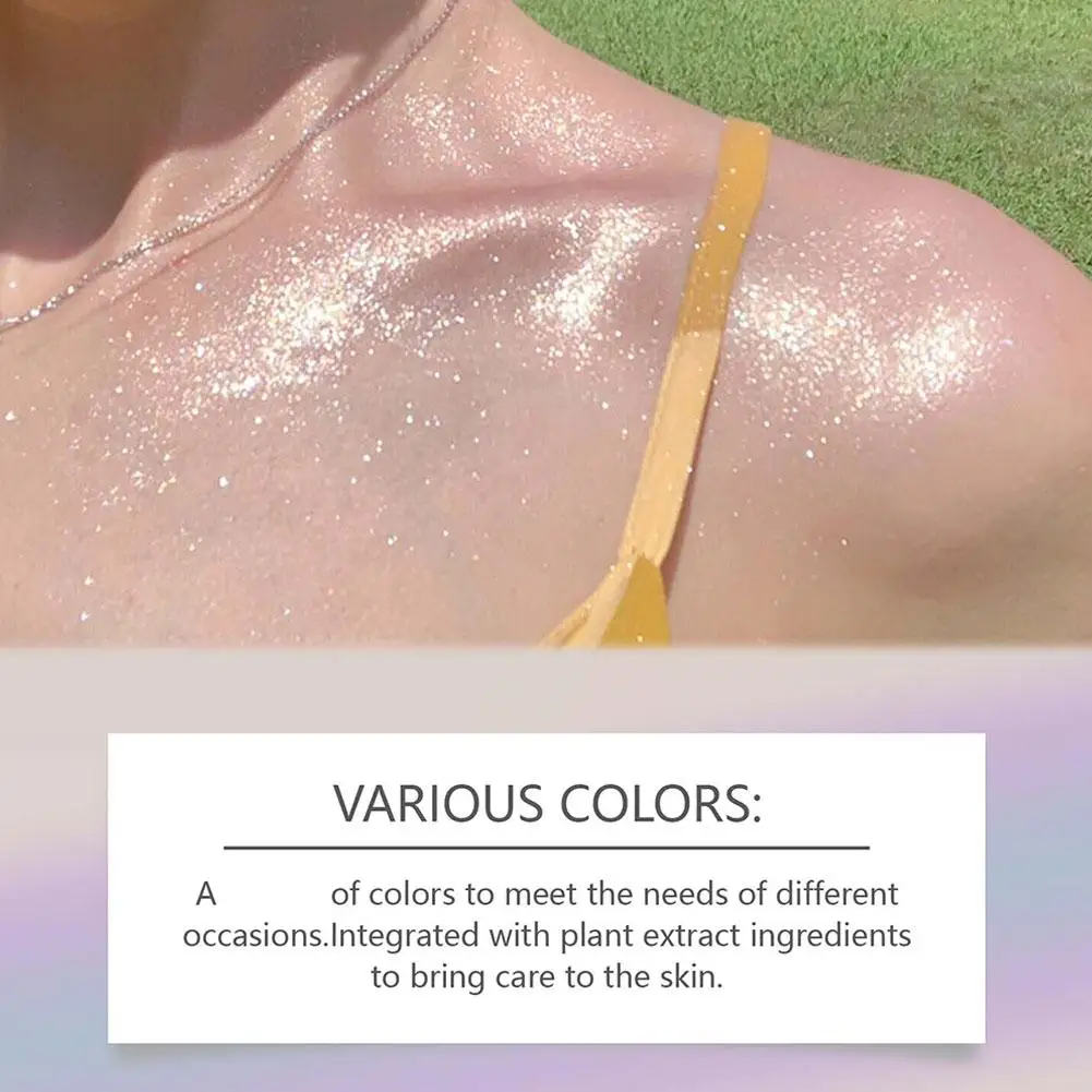 Faça a aparência da pele mais suave, óleo brilhante para festa corporal sem sentimento, óleo gorduroso, beleza brilhante para todos os tipos de pele, óleo