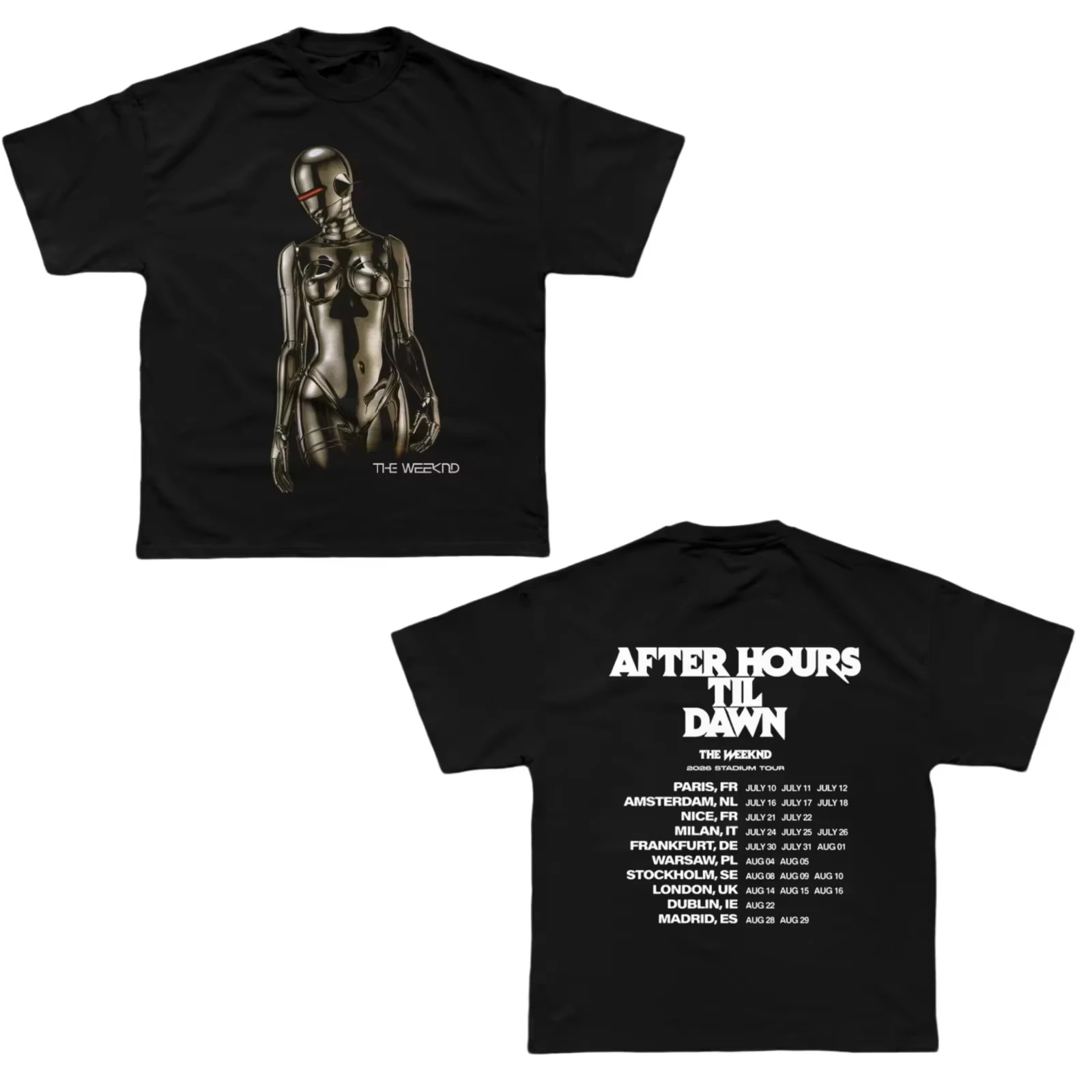 The Weeknd After Hours Til Dawn Europe 2026 Tour Unisex Hip Hop Streetwear Women And Men T-Shirt