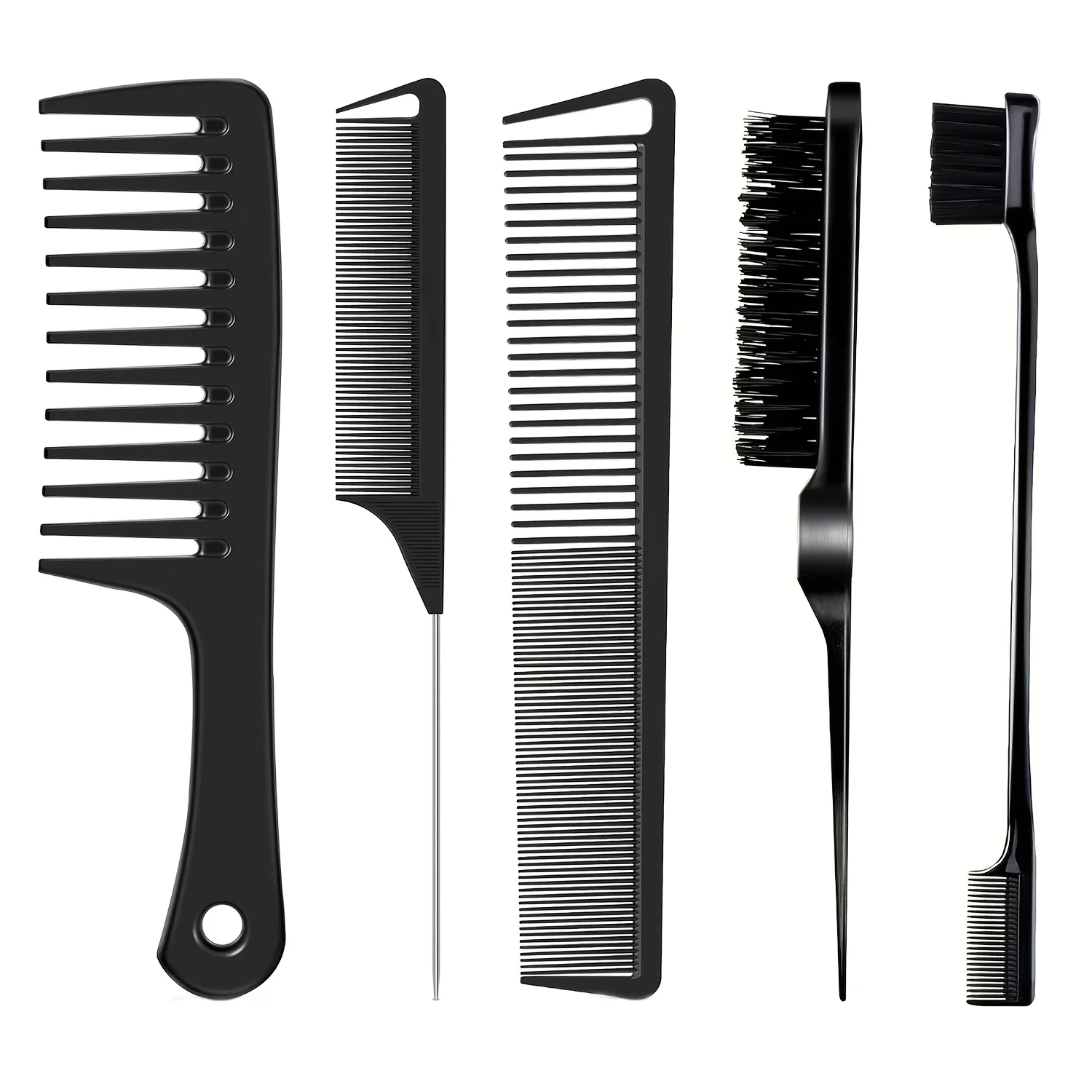 Professional Hair Comb Set Wide Tooth Rat Tail & Fine Teeth Combs Wig Styling Braiding Cutting Sectioning Kit for Hairdressing