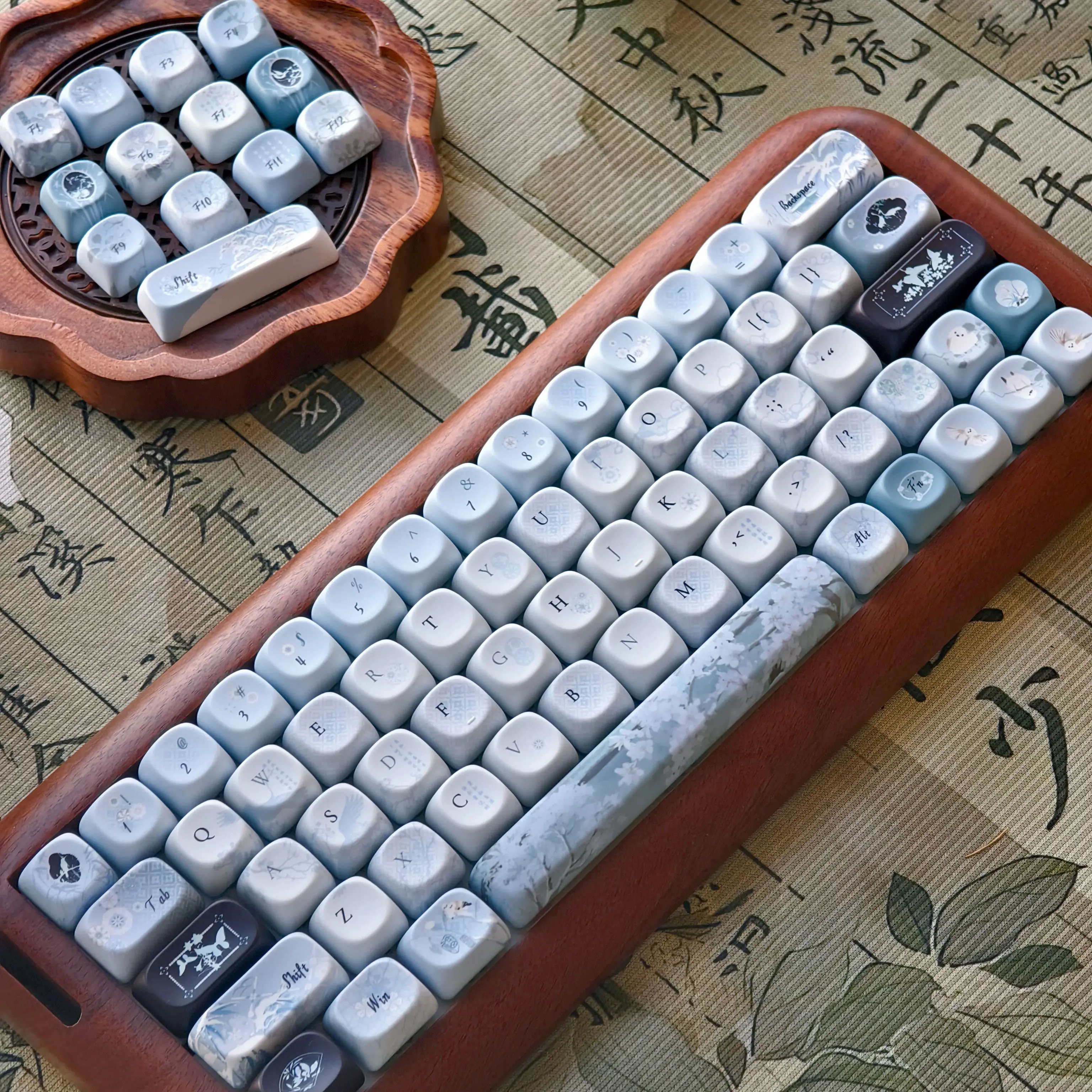 MAIMOOO Fallen Plum Frost Keycap Cherry Profile Side Engraved Key Cap PBT Custom MOA Ancient Style Plum Blossom Keyboard Keycaps