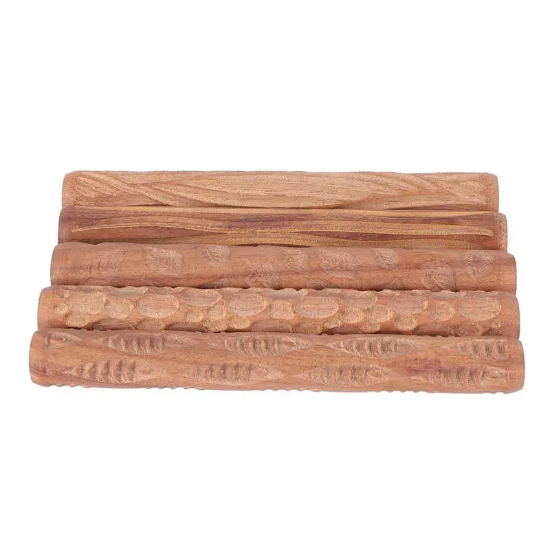 SOFT-50PCS Pottery Tools Wood Hand Rollers For Clay Clay Stamp Clay Pattern Roller
