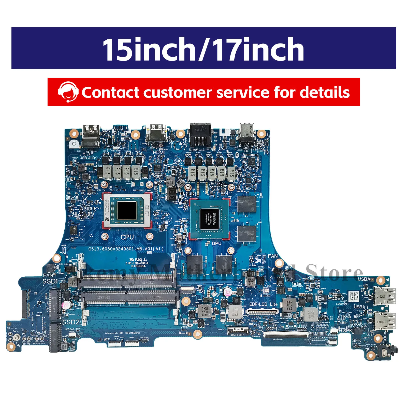 6050A3249301 Laptop Placa-mãe Para ASUS ROG Strix G15 G513I G713IH G713IC G713IE Mainboard Com R3 R5 R7 CPU testes OK navio rápido