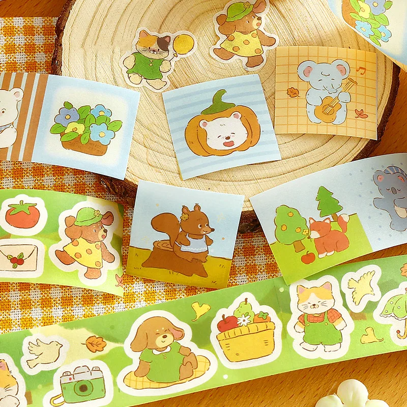 30mm * 3m Forest Cute Friends Series Kawaii Japanese Cartoon Small Animal Die Cutting Washi Tape DIY Diary Scrapbook Phone Case