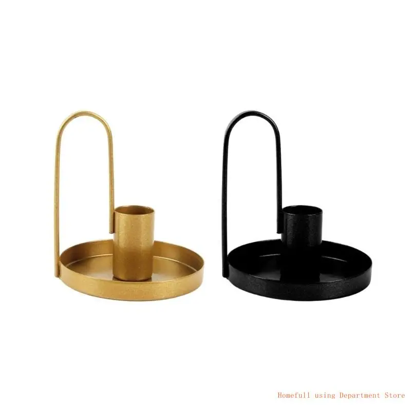 

Elegant Candlestick with Handle Iron Taper Stand for Wedding Christmas