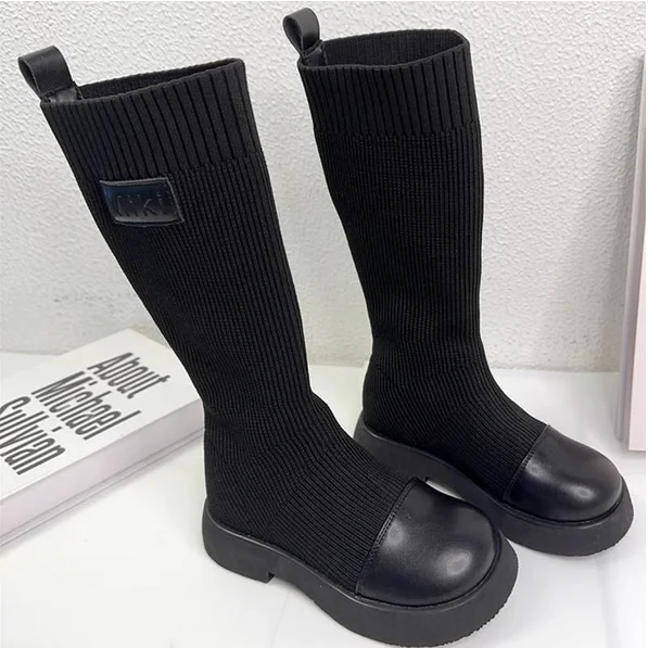 Children Boot Black High Boots Socks Shoe Princess Boots Kids Shoe for Girl Winter Shoe Platform Boot Ankle Boots Zapatos Niña