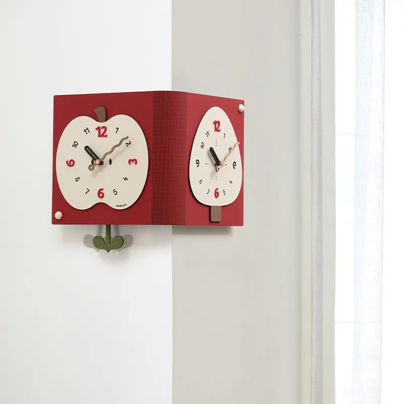 Simple Creative Double Sided Clock Living Room Wall Clock Modern Corner Decora Swing Wall Watch Home Decoration Ornaments